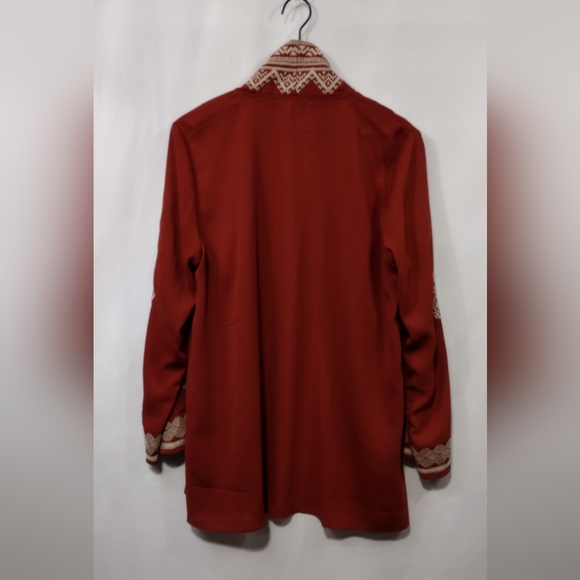 Andree By Unit Embroidered Floral Open Front Cardigan Women's L Rusty Boho Retro - Picture 5 of 8